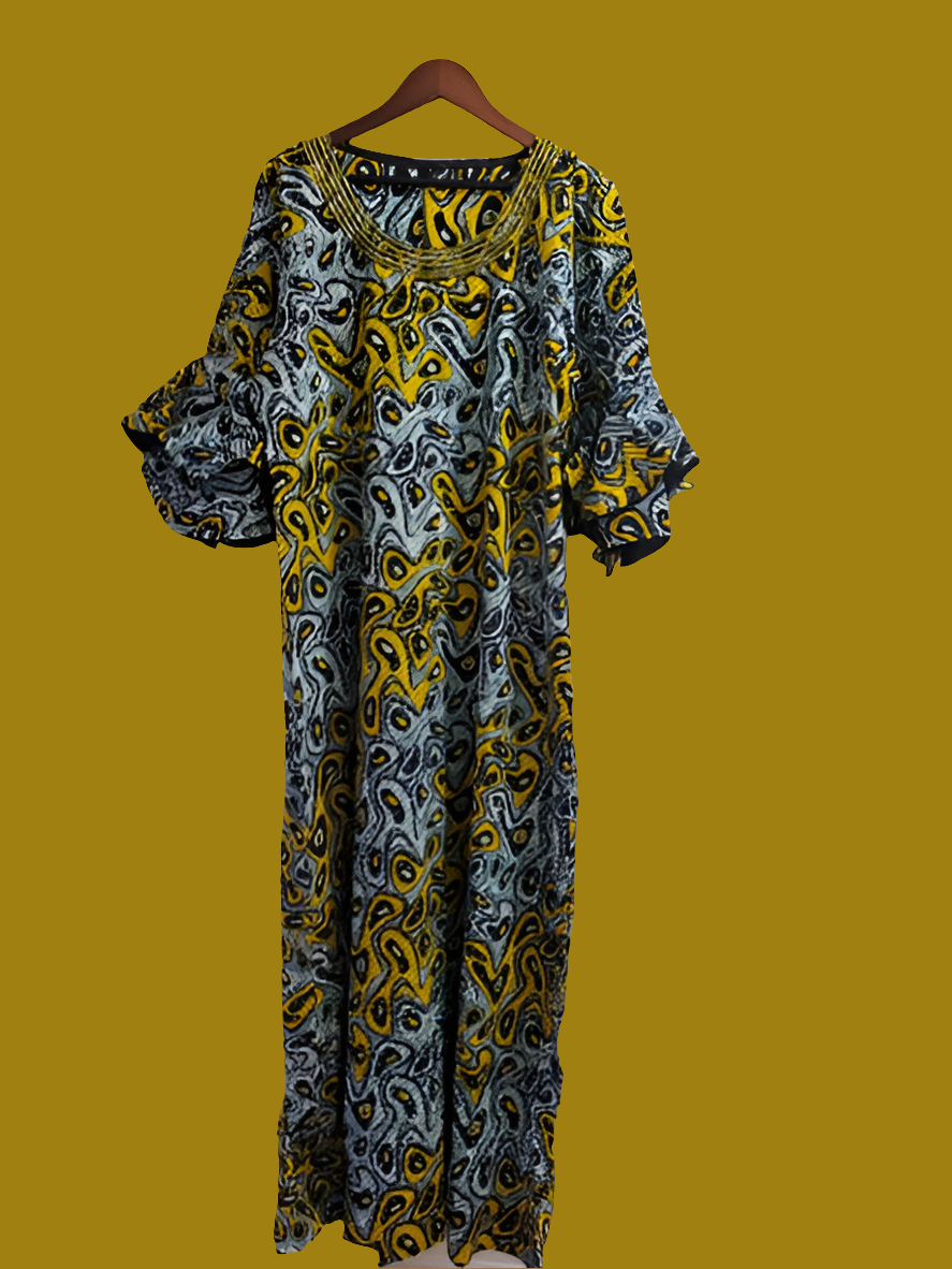 Bright, Bold, Blue White and Yellow Ankara Dress