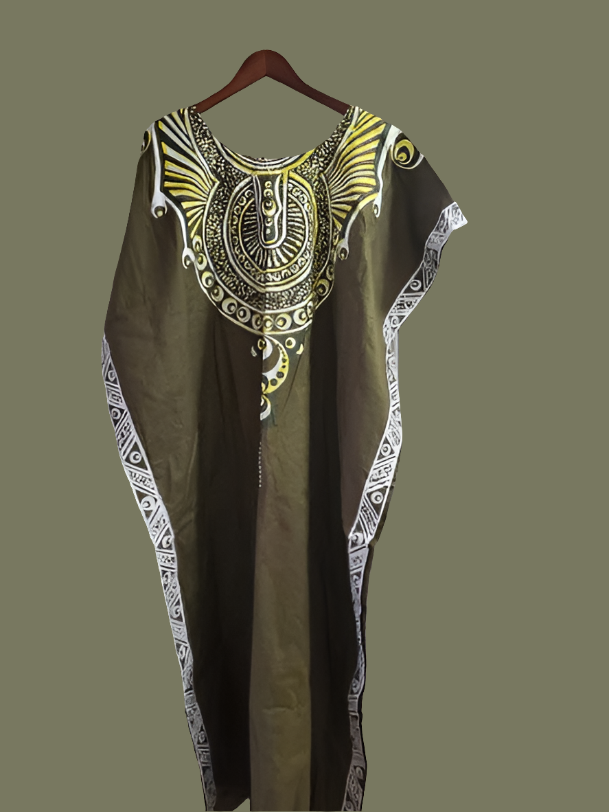 Green Linen Ankara Dress