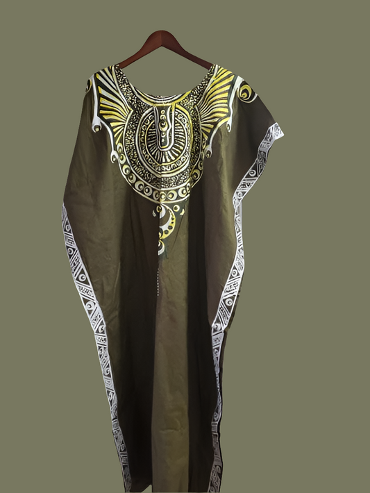 Green Linen Ankara Dress